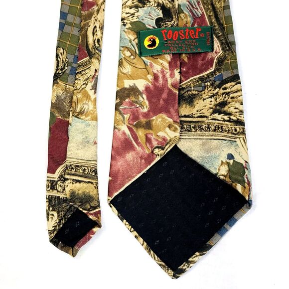 Rooster Vintage Polo Horse Tie West End Collection USA Equestrian Antique Frame - Picture 5 of 8